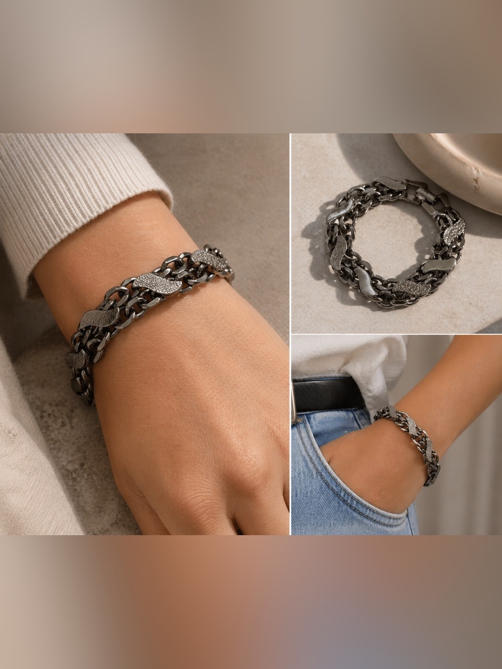Gunmetal Statement Chain Bracelet – Industrial Link Design